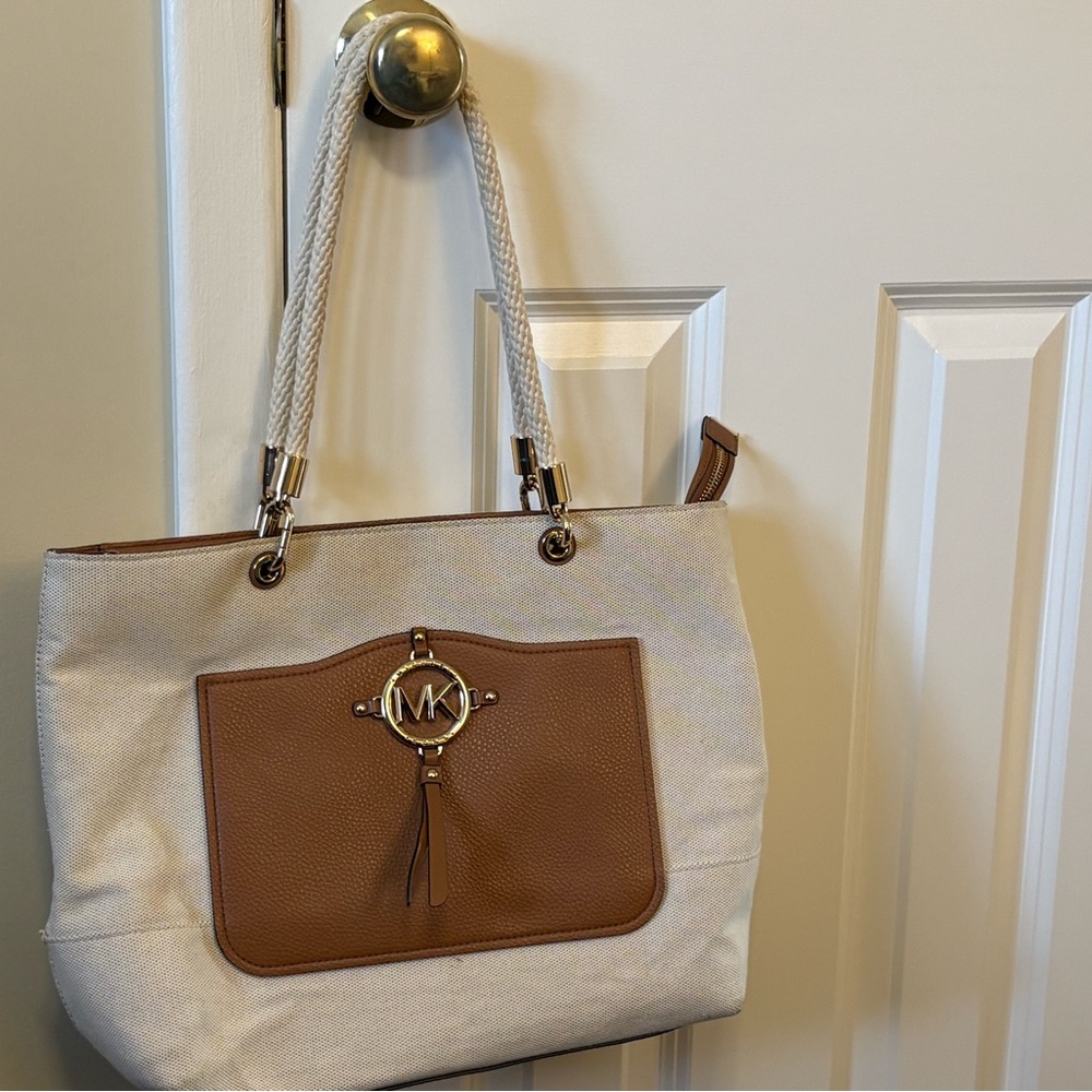 Michael Kors Beige and Brown Tote Bag